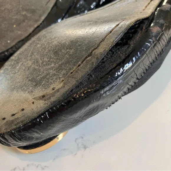 Tory Burch Womens Size 7.5 Black Patent Leather Caroline Ballet Flats - Picture 9 of 13